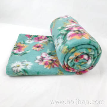 boho throw blanket flower design printed polar fleece blanket